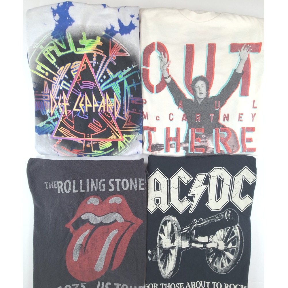 Lot of 4 Mens Rock Band T-Shirt Medium Multicolor Rolling Stones Paul McCartney